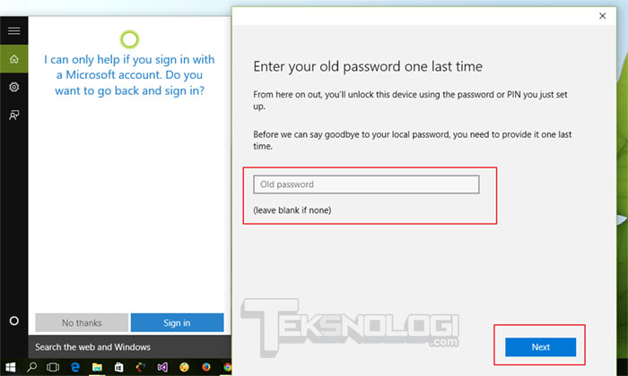 enter-old-password-windows10-cortana-setup
