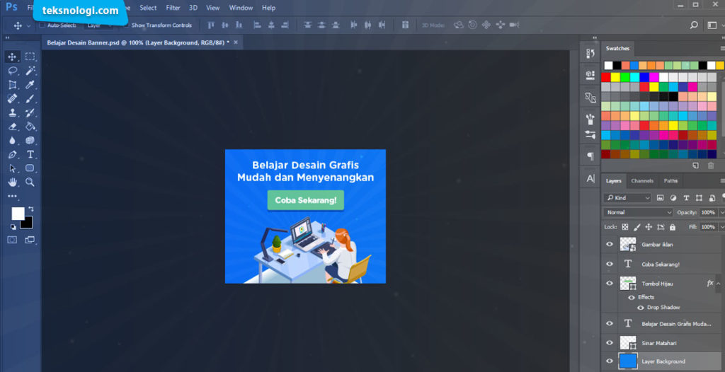 Tutorial Cara Desain  Banner  Iklan di Photoshop  Teksnologi