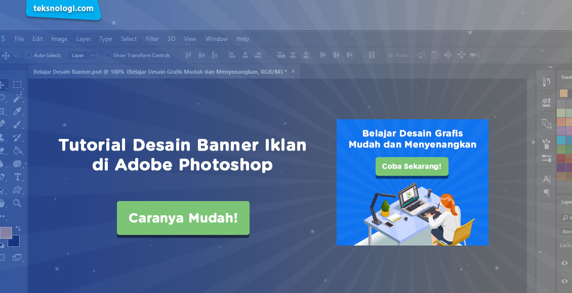  Tutorial  Cara Desain  Banner  Iklan di  Photoshop  Teksnologi