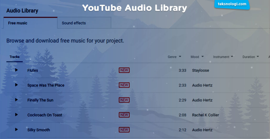 youtube audio library no copyright music