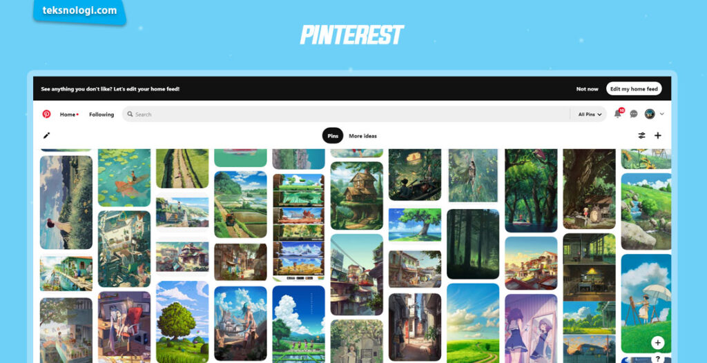 mencari inspirasi desain dan menggambar di pinterest